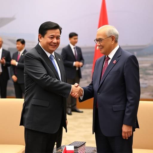 Fotografia di delegati che si stringono la mano dopo la firma di un accordo internazionale.