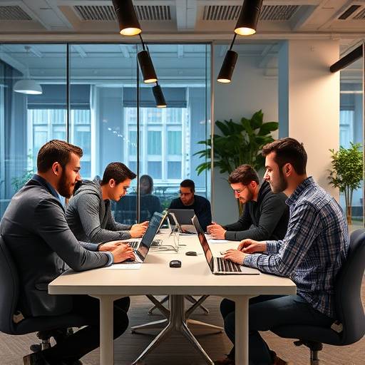 Un gruppo di sviluppatori che collaborano a un progetto software in un ufficio moderno a Milano