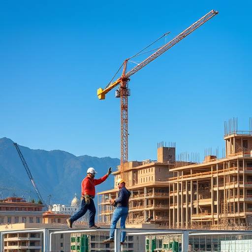 Un'immagine di operai al lavoro in un cantiere edile a Torino